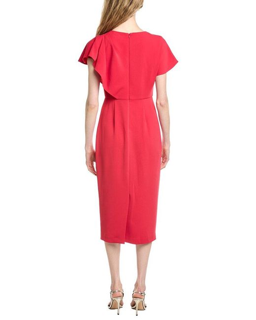 Badgley Mischka Red Side Drape Cape Cocktail Dress