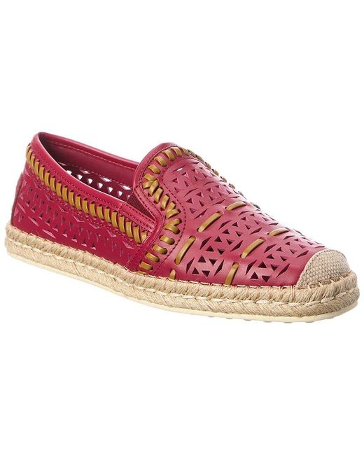 Tod's Red Leather Espadrille