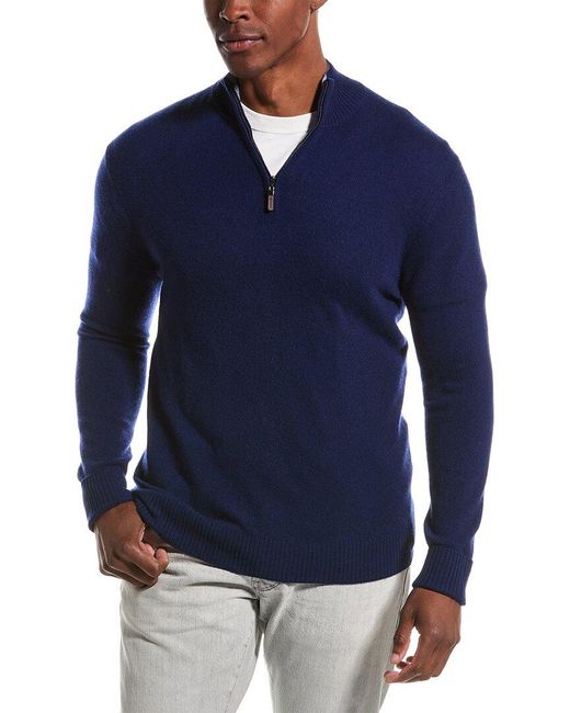Qi Blue Cashmere 1/4-zip Pullover for men