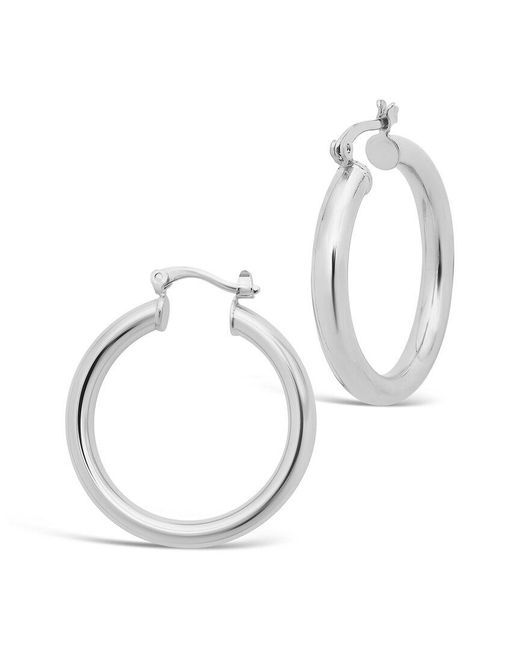 Sterling Forever Multicolor Rhodium Plated Chunky Tube Hoops