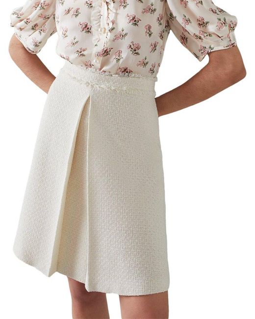L.K.Bennett White Ada Wool-blend Skirt