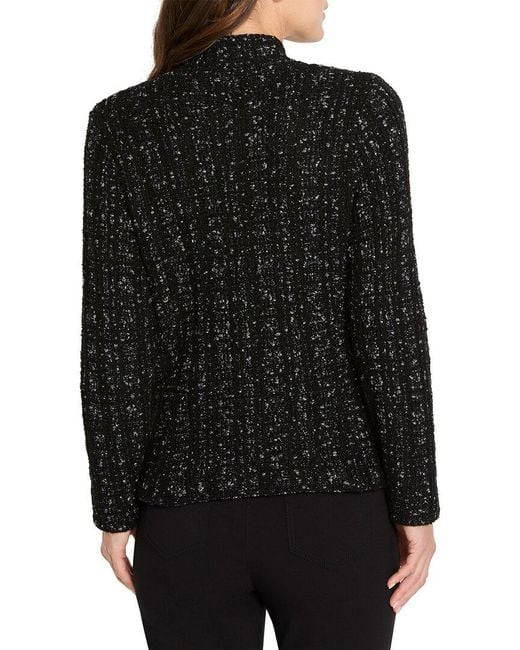NIC+ZOE Black Petite Metallic Grid Knit Jacket
