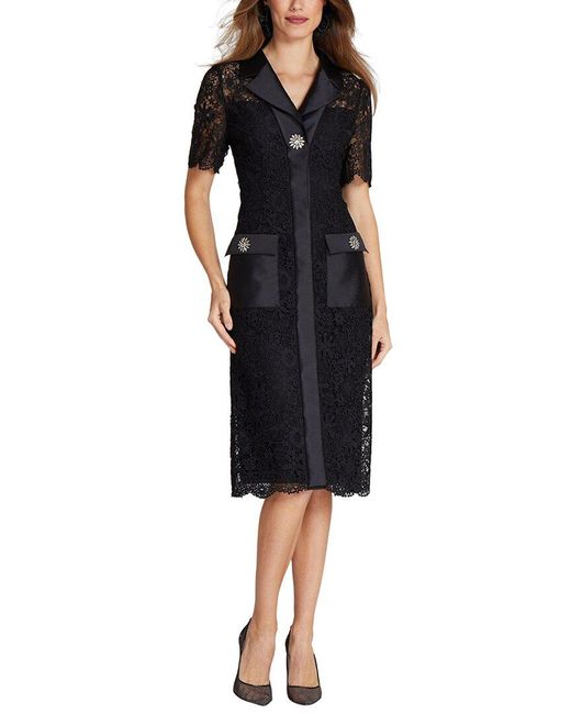 Teri Jon Black Special Occasion Silk-blend Embellished Dress