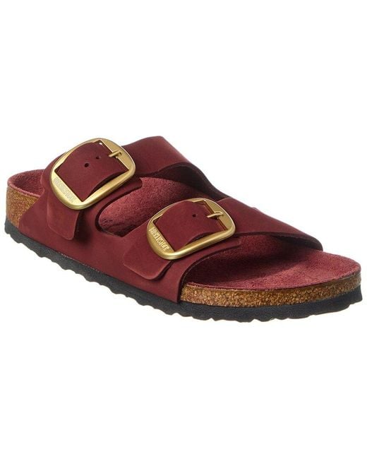 Birkenstock Red Arizona Big Buckle Narrow Leather Sandal