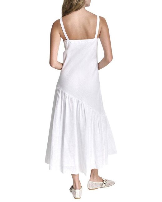 DKNY White Shirred Linen Dress