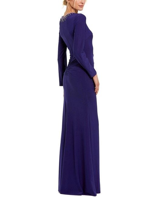 Mac Duggal Blue Jersey Ruched Gown