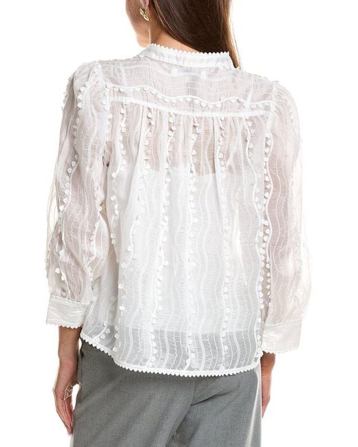 English Factory Gray Heart Trim Blouse