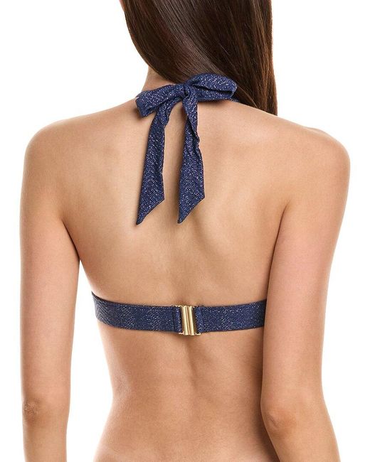 MILLY Blue Chevron Halter Bikini Top