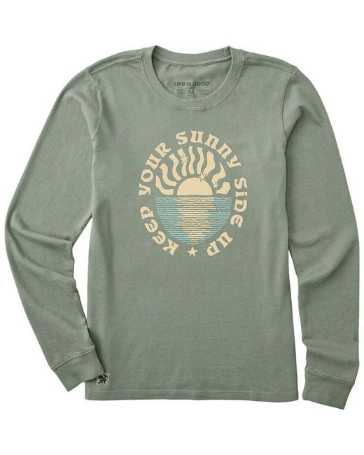 Life Is Good. Green Long Sleeve Crusher T-Shirt