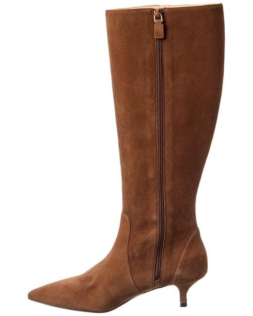 Stuart Weitzman Brown Mara 50 Zip Suede Knee-High Boot