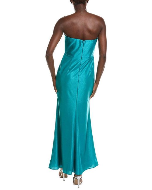 Rene Ruiz Blue Strapless Tea Length Midi Dress