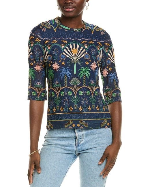 Johnny Was Blue Kaia Mesh T-Shirt