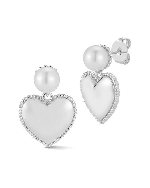 Sphera Milano White Heart Drop Earrings