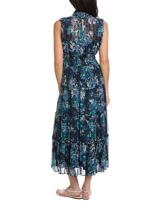 10 Crosby Derek Lam Blue Junia Floral Tapestry Print Maxi Dress