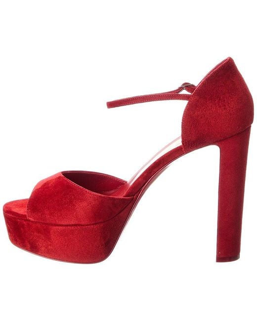 Christian Louboutin Red Sandaloo 130 Suede Platform Sandal