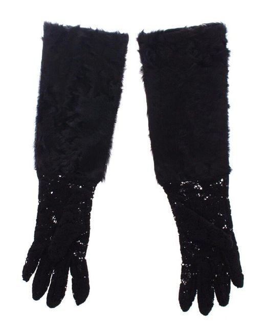 Dolce & Gabbana Blue Silk & Wool-Blend Gloves