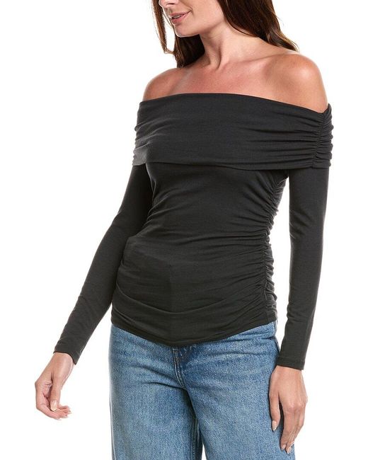 Rag & Bone Black Lucy Off-The-Shoulder Ruched Top
