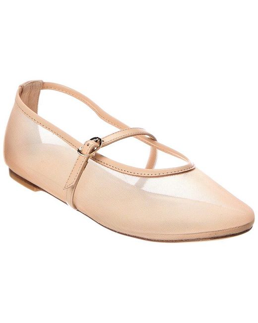 Stuart Weitzman Pink Bareitall Mesh & Leather Mary Jane