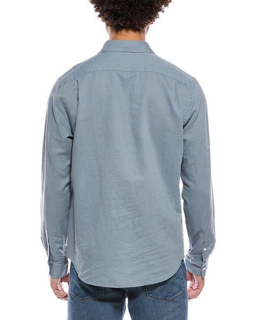 Vince Blue Linen-Blend Button-Down Shirt for men