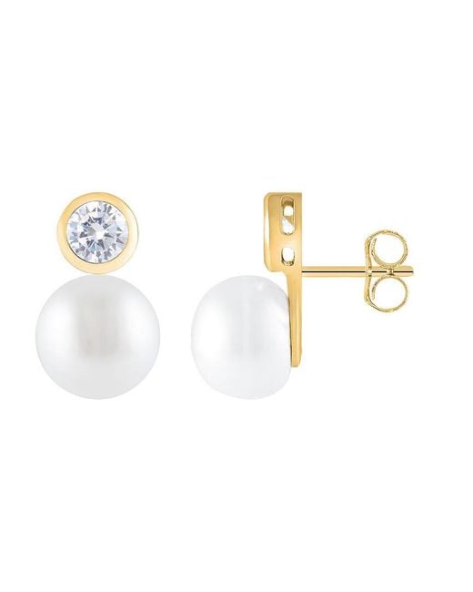 Splendid White 8-8.5Mmmm Pearl Cz Earrings