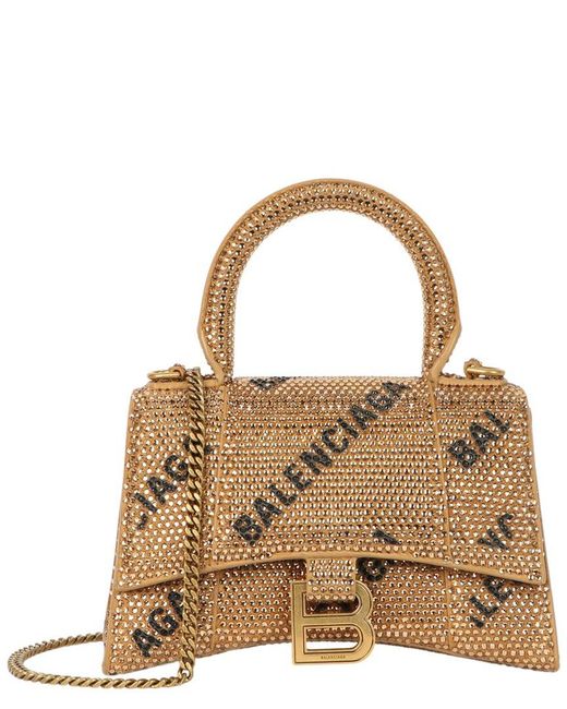 Balenciaga Metallic Hourglass Xs Leather Top Handle Bag