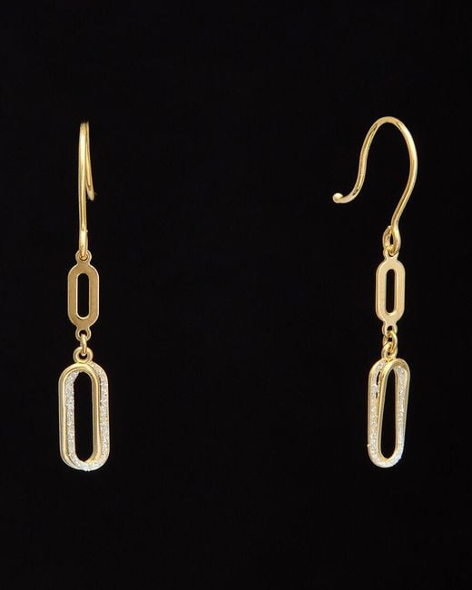 Italian Gold Black 14k Italian Two-tone Gold Graduated Oval Dangle Earrings