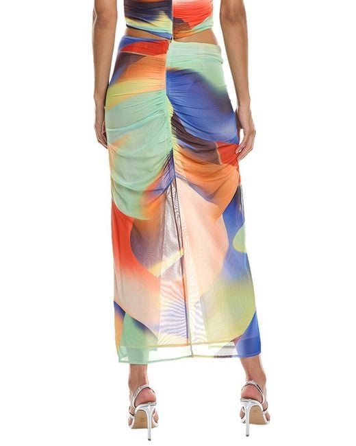 Nicholas Blue Monroe Draped Split Front Midi Skirt