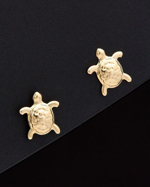 Italian Gold Black 14k Turtle Studs