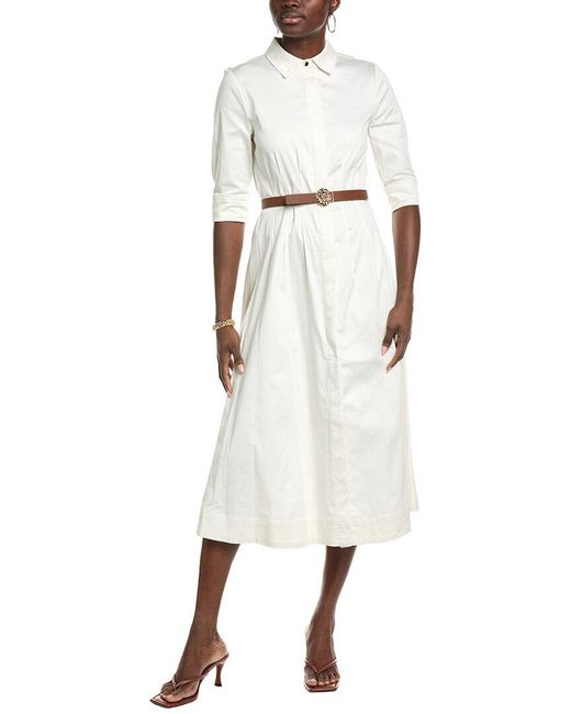 Anne Klein White Waist Tucked Shirtdress