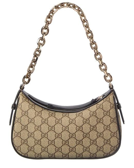Gucci Metallic Gg Emblem Small Gg Supreme Canvas & Leather Shoulder Bag