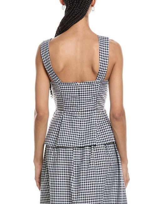 REVERIEE Blue Linen-Blend Sleeveless Top