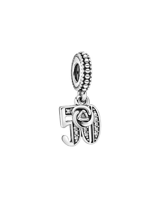 Pandora White Moments Cz 50Th Celebration Dangle Charm