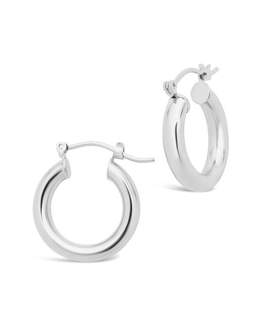 Sterling Forever Multicolor Rhodium Plated Chunky Tube Hoops