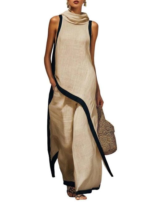 Olivia Taylor Natural 2Pc Top & Pant Set