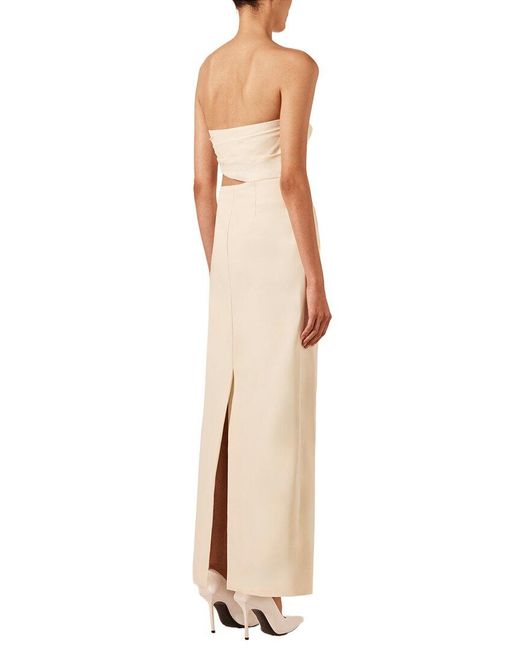 Shona Joy Natural Lani Strapless Cut Out Maxi Dress
