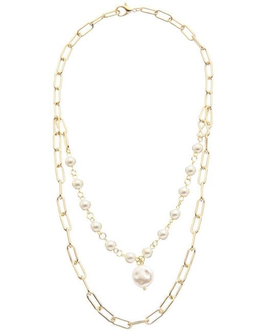 Juvell Metallic 18k Plated Pearl Link Necklace