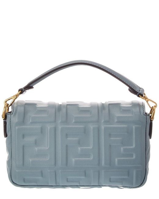 Fendi Blue Baguette Leather Shoulder Bag