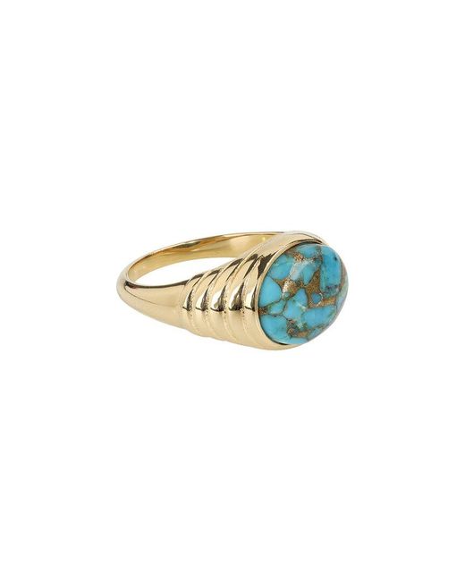 TIRAMISU White 14k Over Silver 5.30 Ct. Tw. Blue Copper Turquoise Ring