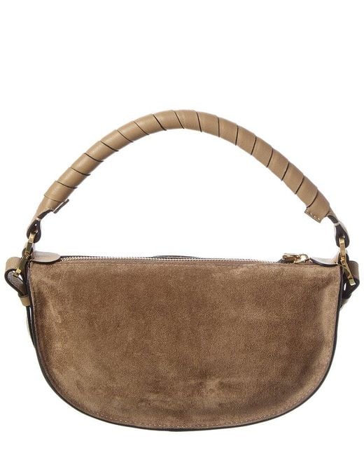 Chloé Brown Marcie Mini Suede & Leather Shoulder Bag