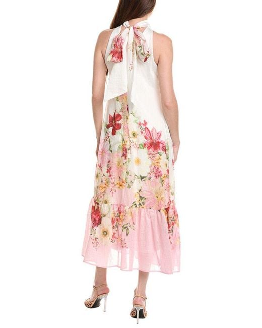 Taylor Pink Sleeveless Linen-Blend Maxi Dress