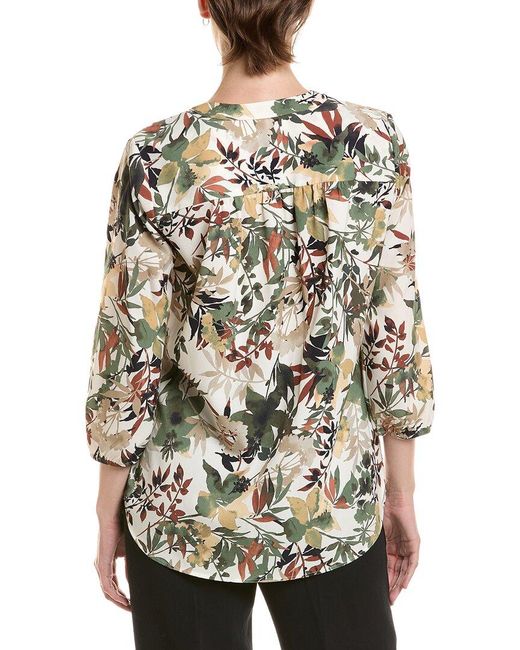 Jones New York Gray Pleated Front 3/4-Sleeve Blouse
