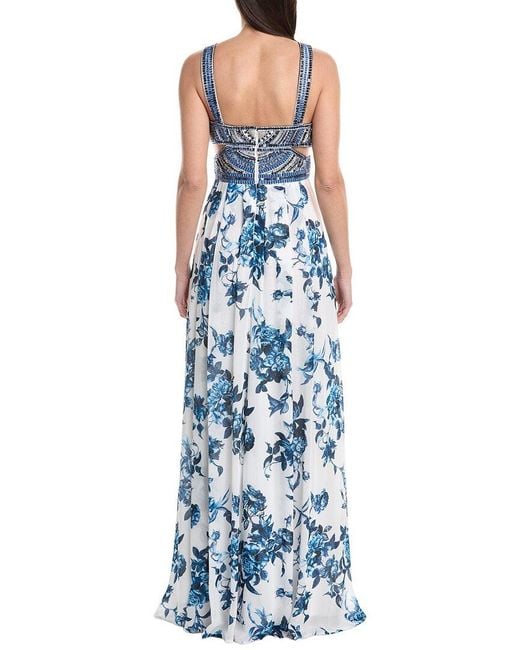 L'Agence Blue Annistyn Embellished Gown
