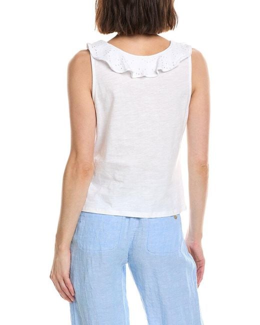 Stella Parker White Anna Ruffle Neckline Blouse