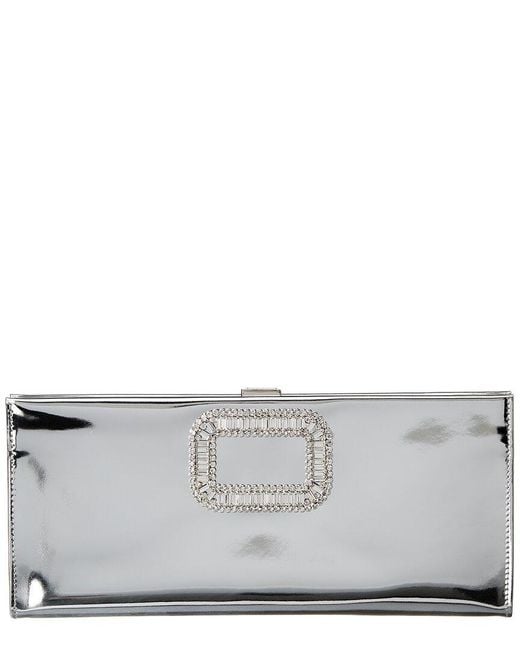 Roger Vivier Gray Pilgrim Mirrored Leather Clutch