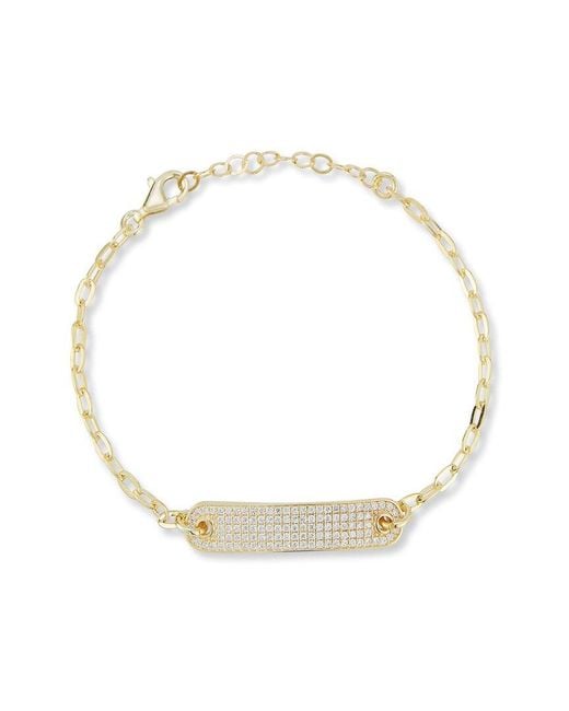 Chloe and Madison Metallic 14k Over Silver Cz Id Bar Bracelet