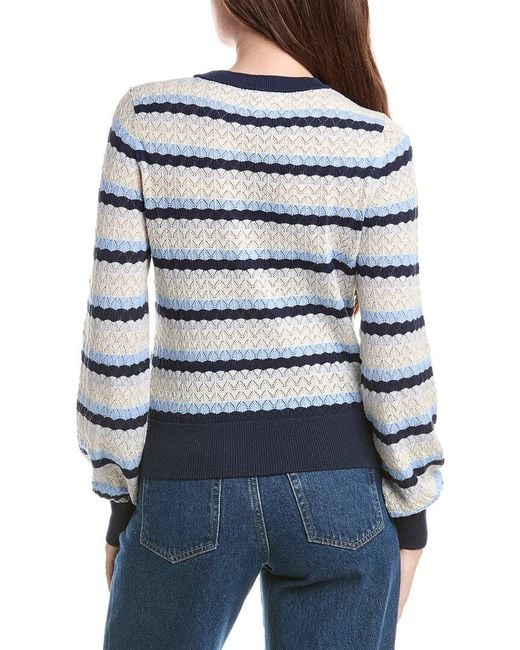 Isla Blue Alaina Pointelle Stripe Top