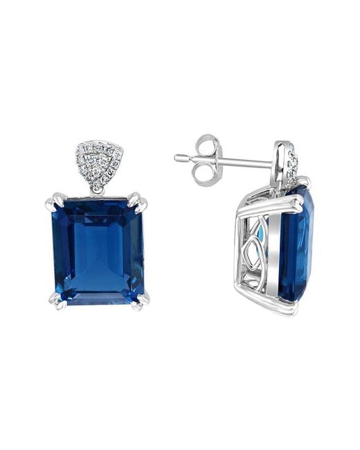 Effy Fine Jewelry Blue 14K 13.89 Ct. Tw. Diamond & London Topaz Earrings