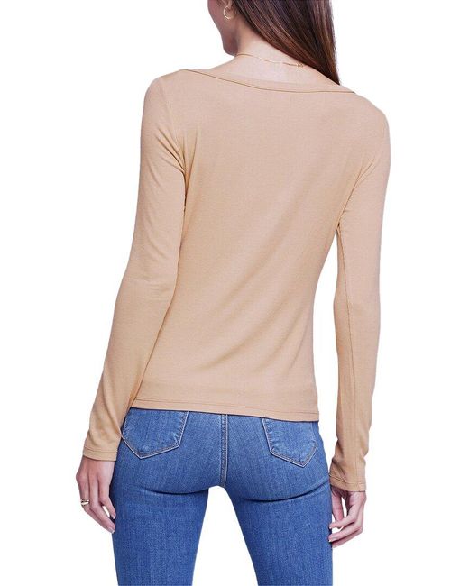 L'Agence Blue 'Agence Dorothy Notched Sweater