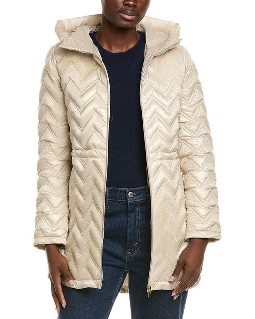 Via Spiga Women's Natural Chevron Quilted Coat