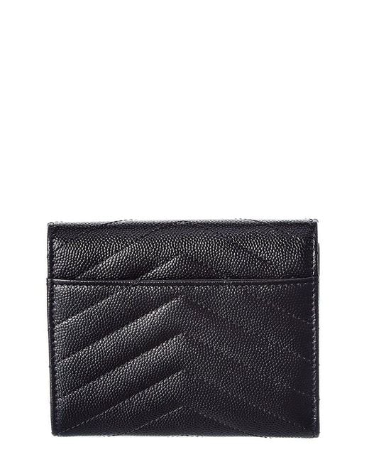 Saint Laurent Black Monogram Matelasse Leather Trifold Compact Wallet